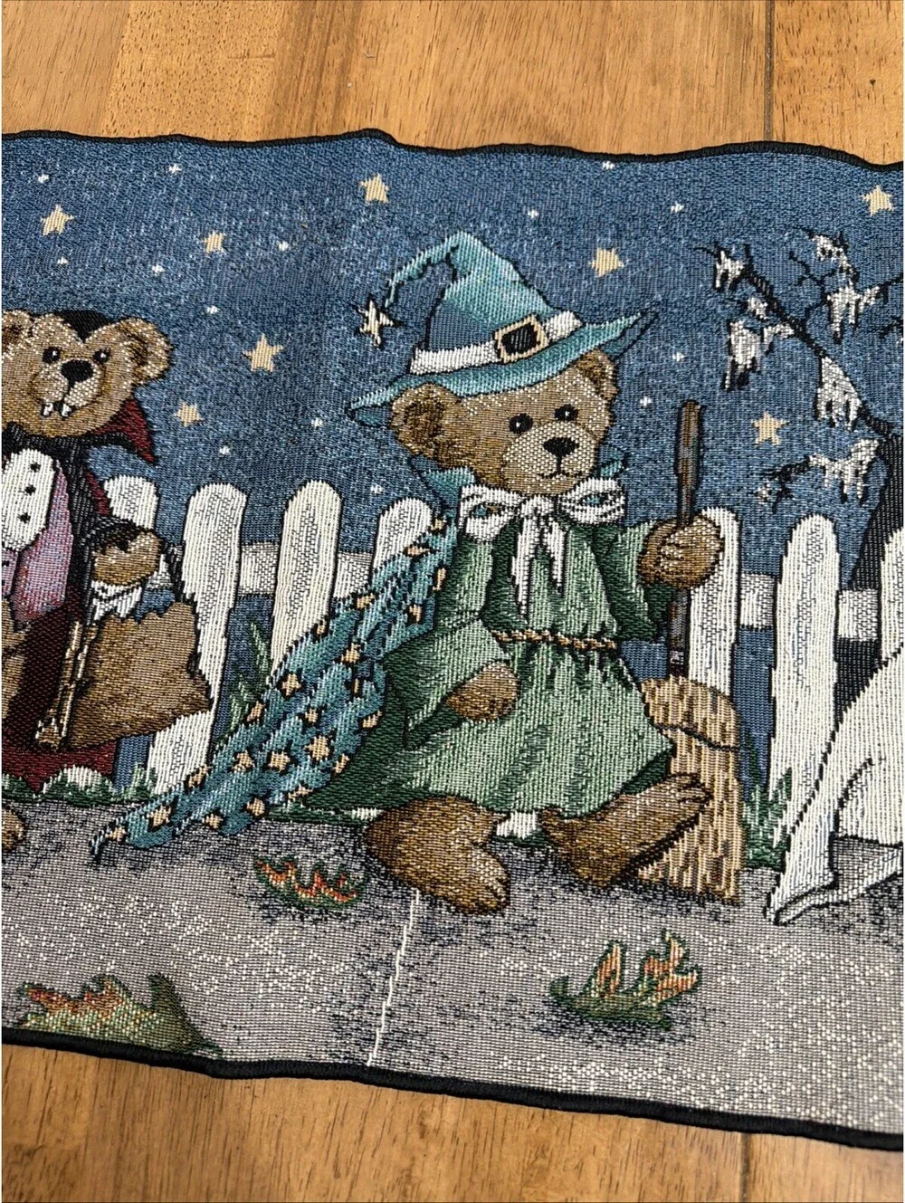 vintage tapestry halloween table runner Boyd Bear Style Costumes 13x70” USA Made